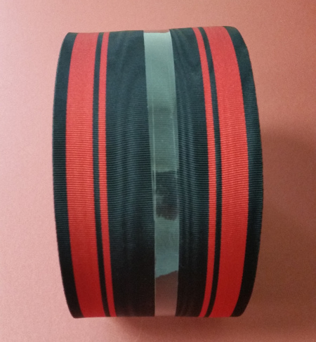 Black Ribbon with 4 Thick & Thin Red Bands - watermarked - 100mm (per meter)